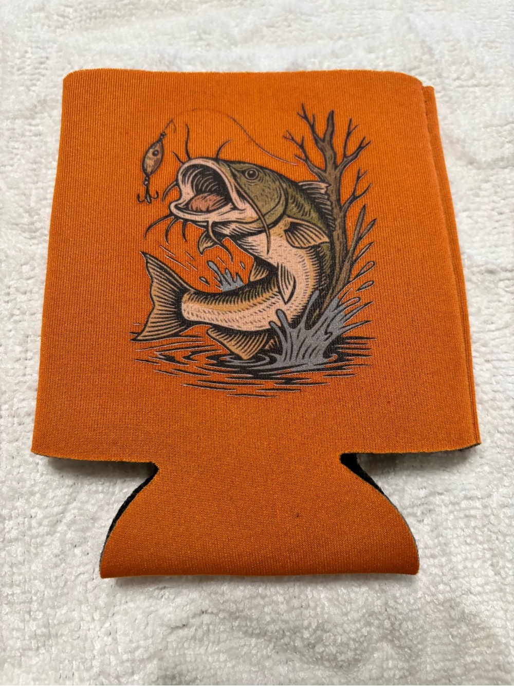 NEW Orange Fish Neoprene Can Cooler - Fishing Design